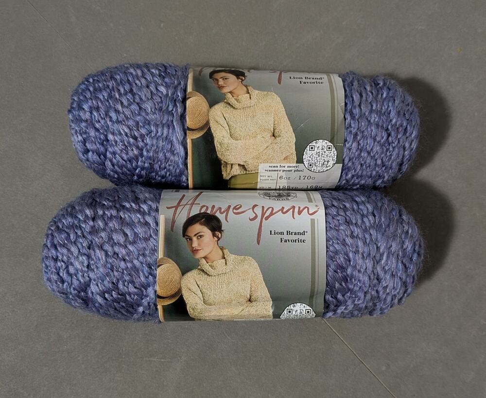 Lot of 2 Lion Brand Homespun Yarn Purple Aster 441B Bulky Boucle Violet Skeins